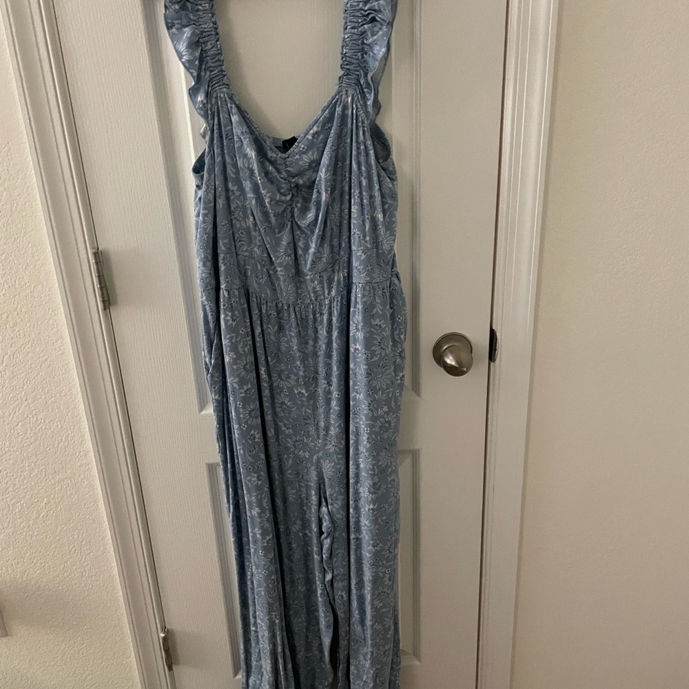 torrid Light Blue Floral Jumpsuit